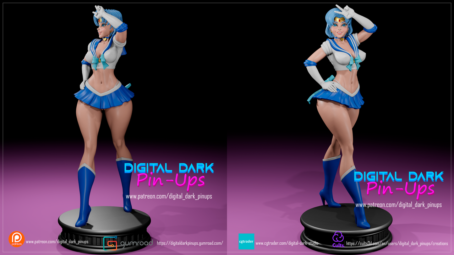 Blue Magical girl (nude version only), Pin-up Miniatures by Digital Dark