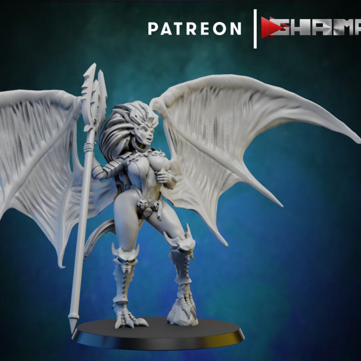 Dark Elda Pin-up Harpy, Resin miniatures 11:56 (28mm / 32mm) scale - Ravenous Miniatures