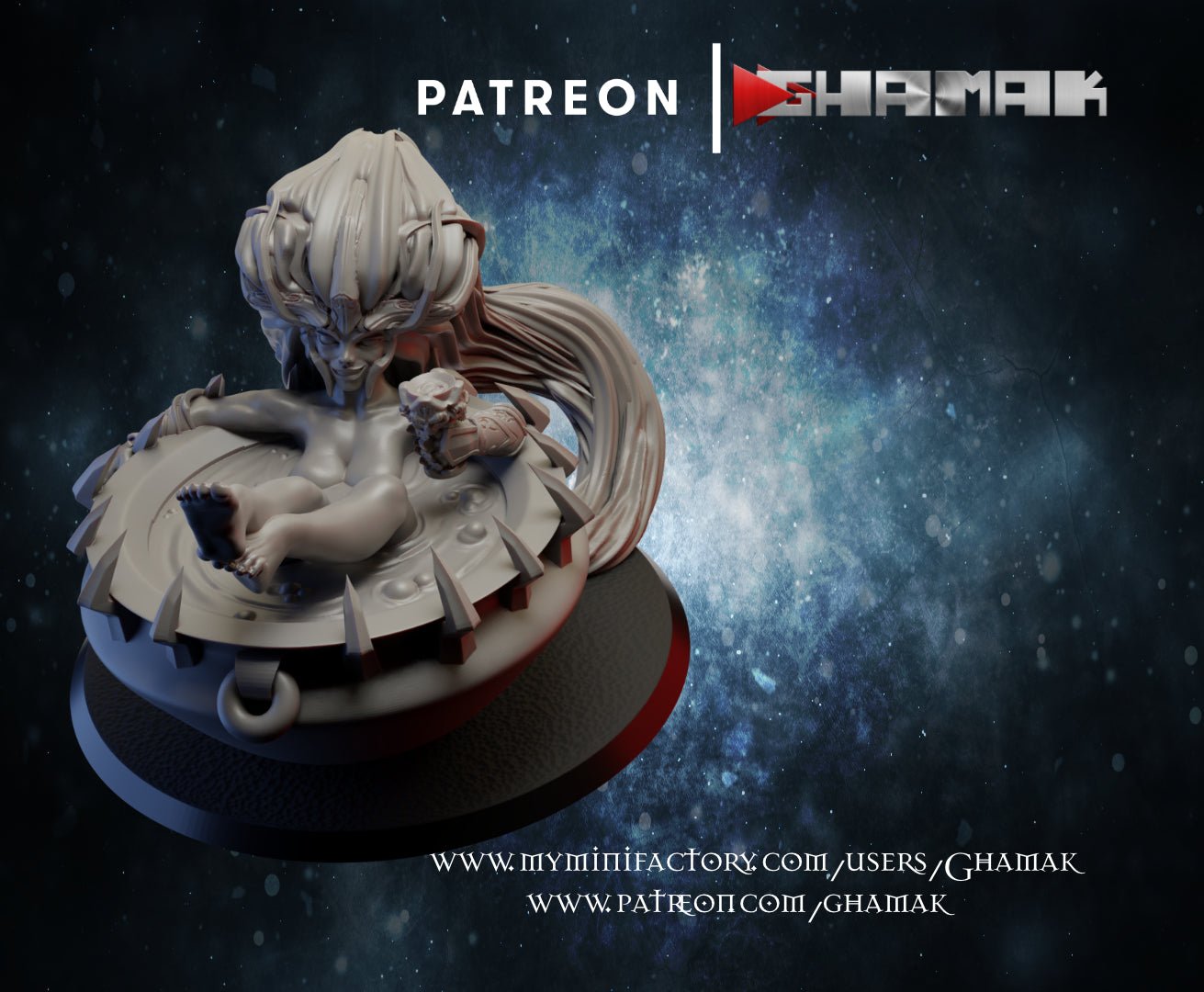 Dark elf Blood bath Pin-up, Resin miniatures 11:56 (28mm / 32mm) scale - Ravenous Miniatures
