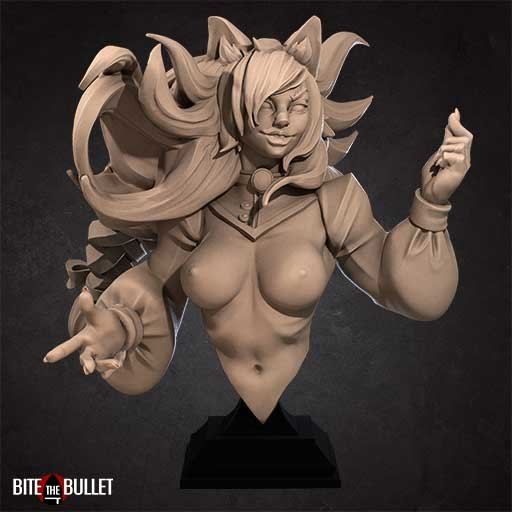 Neko Mahrian Bust, Resin miniatures 11:56 (28mm / 32mm) scale - Ravenous Miniatures