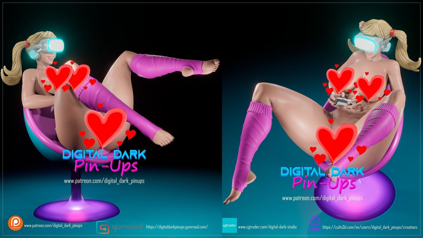 NSFW Chair Gamer girl, Fan art Miniatures by Digital Dark - Ravenous Miniatures