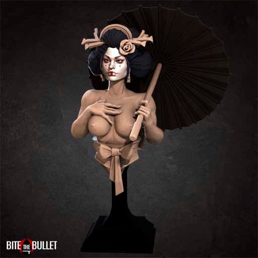 NSFW Geisha Bust, Resin miniatures 11:56 (28mm / 32mm) scale - Ravenous Miniatures