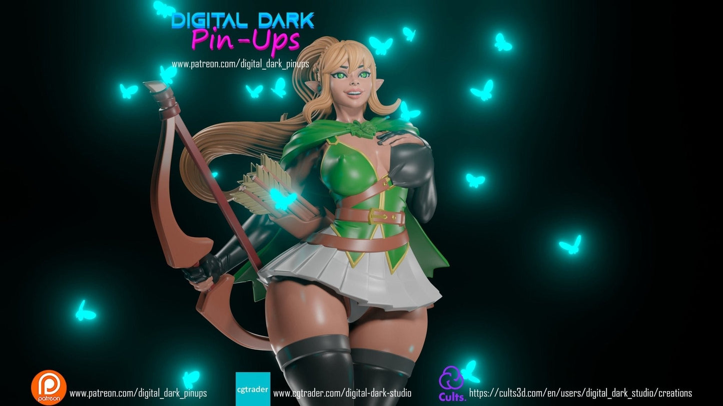 SFW Elf girl archer, Fan art Miniatures by Digital Dark - Ravenous Miniatures