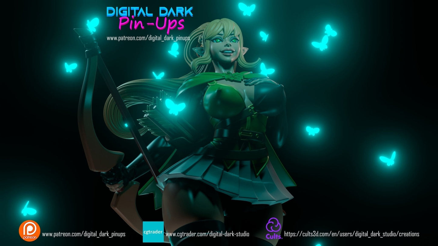 SFW Elf girl archer, Fan art Miniatures by Digital Dark - Ravenous Miniatures
