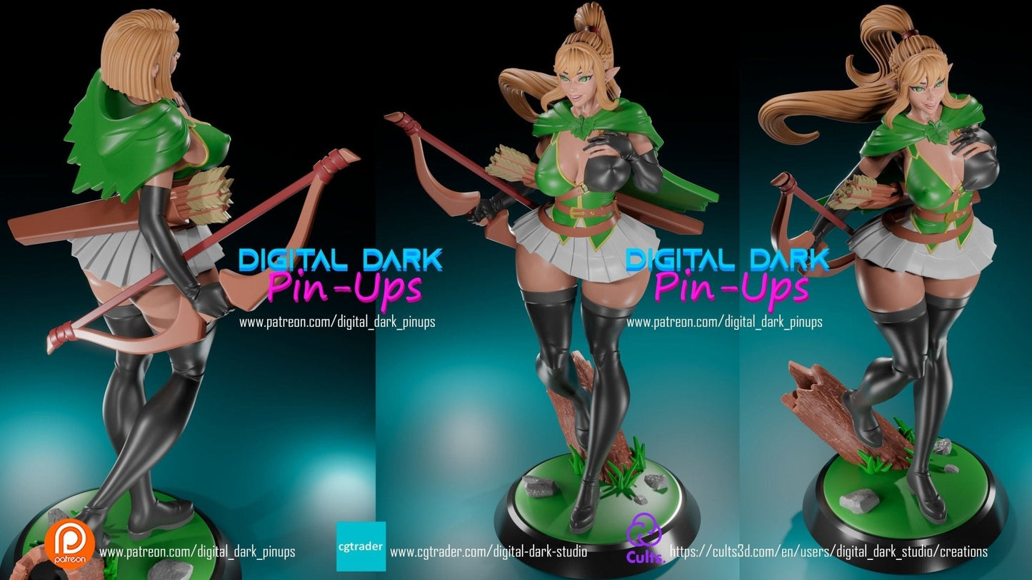 SFW Elf girl archer, Fan art Miniatures by Digital Dark - Ravenous Miniatures