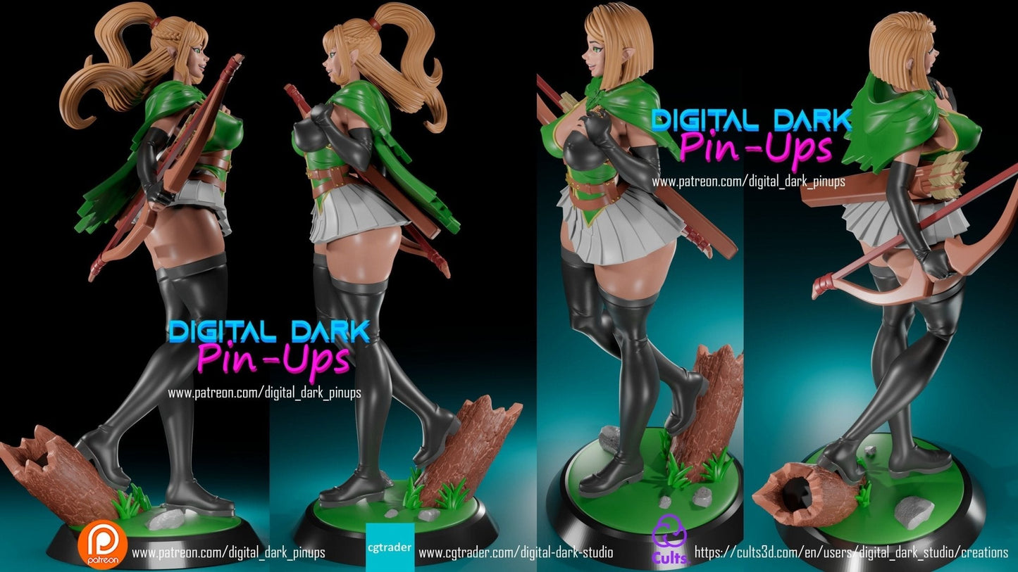 SFW Elf girl archer, Fan art Miniatures by Digital Dark - Ravenous Miniatures