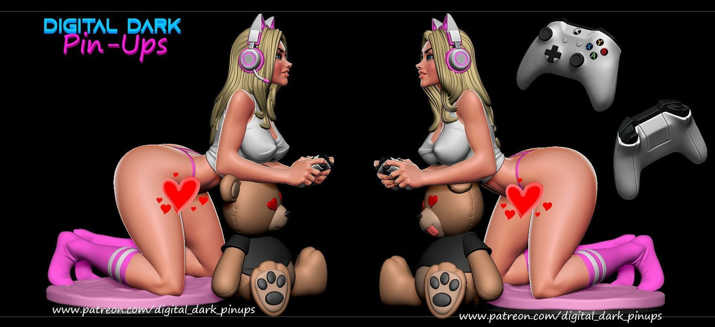 SFW gamer girl bear, Fan art Miniatures by Digital Dark - Ravenous Miniatures
