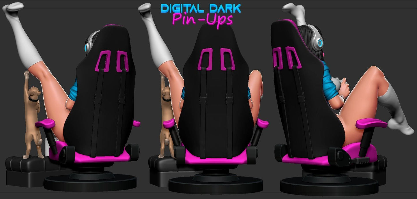 SFW Gamer girl kitty player, Fan art Miniatures by Digital Dark - Ravenous Miniatures